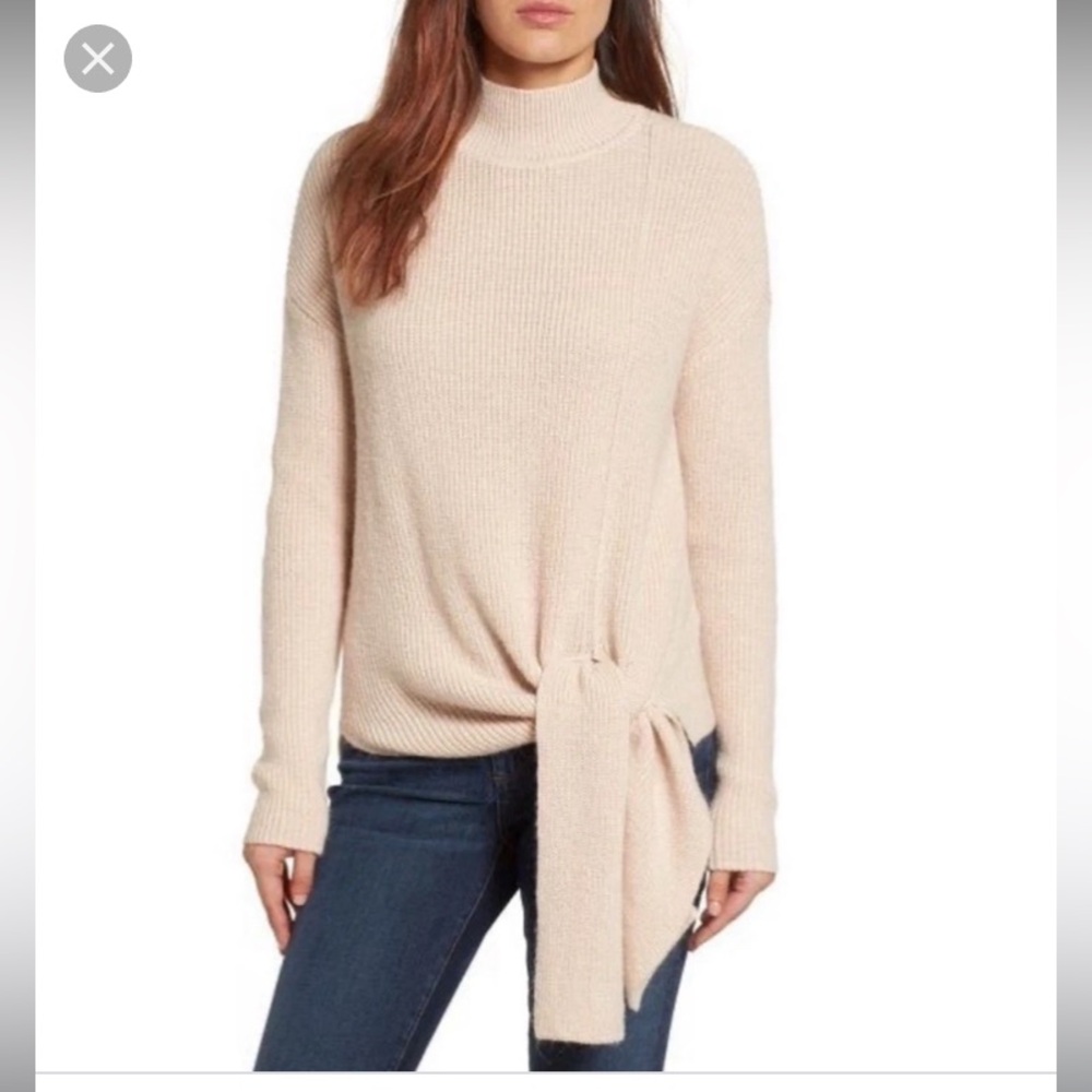 🎉 3/$15 Halogen Grey Wool Blend Front Tie Sweater S